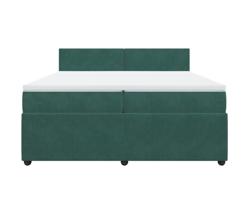 Cama box spring con colchón terciopelo verde oscuro 200x200 cm