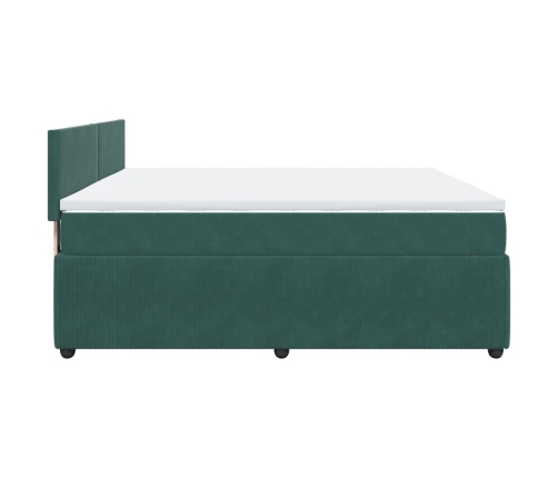 Cama box spring con colchón terciopelo verde oscuro 200x200 cm