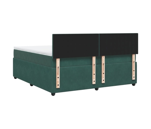 Cama box spring con colchón terciopelo verde oscuro 200x200 cm