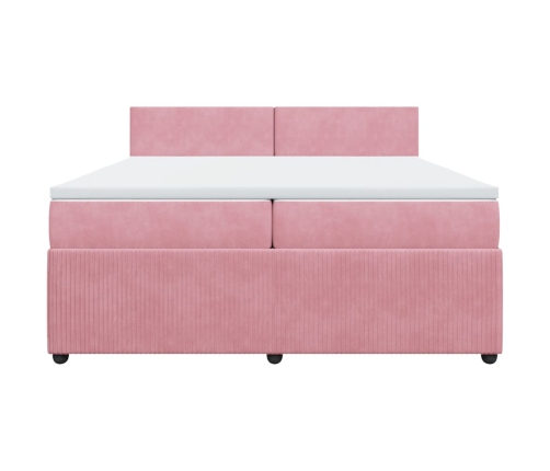 Cama box spring con colchón terciopelo rosa 200x200 cm