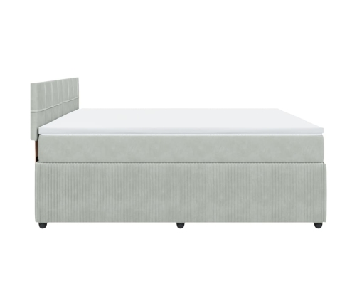 Cama box spring con colchón terciopelo gris claro 200x200 cm