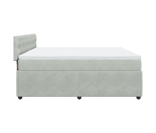 Cama box spring con colchón terciopelo gris claro 200x200 cm