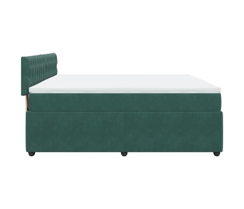 Cama box spring con colchón terciopelo verde oscuro 200x200 cm