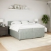 Cama box spring con colchón terciopelo gris claro 200x200 cm