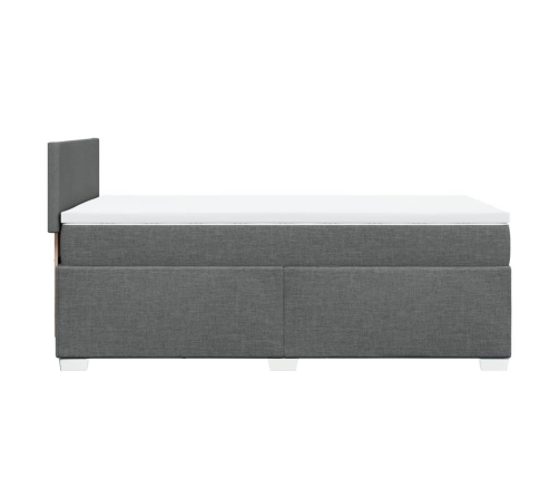 Cama box spring con colchón tela gris oscuro 80x200 cm