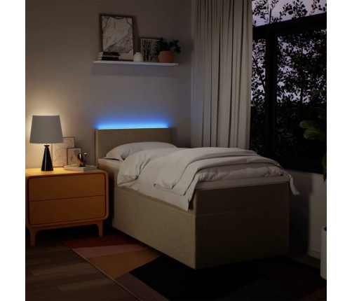 Cama box spring con colchón tela color crema 80x200 cm