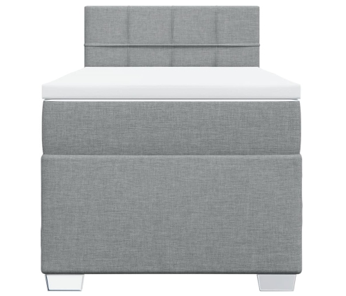 Cama box spring con colchón tela gris claro 80x200 cm