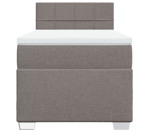 Cama box spring con colchón tela gris taupe 80x200 cm