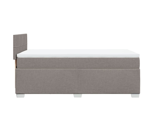 Cama box spring con colchón tela gris taupe 80x200 cm