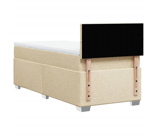 Cama box spring con colchón tela color crema 80x200 cm