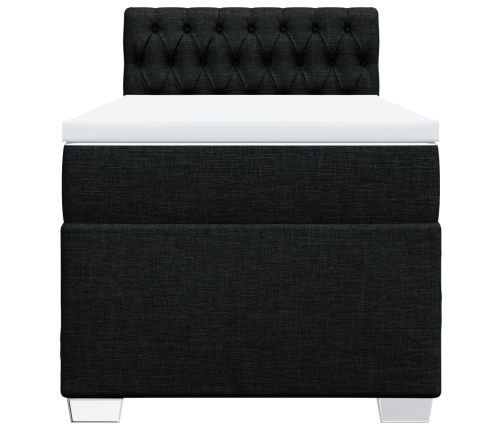 Cama box spring con colchón tela negro 80x200 cm