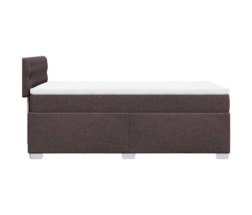 Cama box spring con colchón tela marrón oscuro 80x200 cm