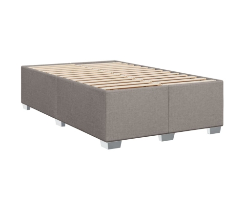 Cama box spring con colchón tela gris taupe 80x200 cm