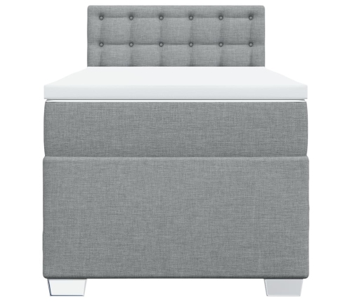 Cama box spring con colchón tela gris claro 80x200 cm