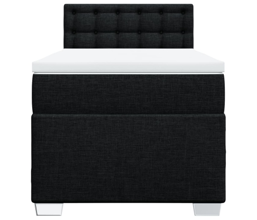 Cama box spring con colchón tela negro 80x200 cm