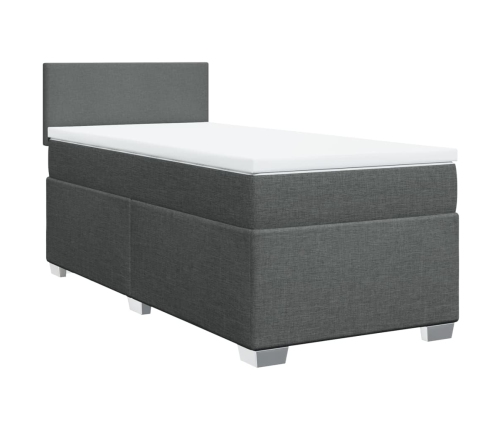 Cama box spring con colchón tela gris oscuro 90x190 cm