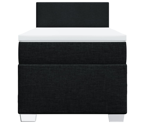 Cama box spring con colchón tela negro 90x190 cm