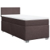 Cama box spring con colchón tela marrón oscuro 90x190 cm