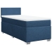 Cama box spring con colchón tela azul 90x190 cm