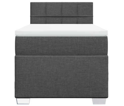 Cama box spring con colchón tela gris oscuro 90x190 cm