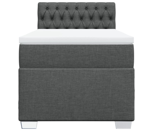 Cama box spring con colchón tela gris oscuro 90x190 cm