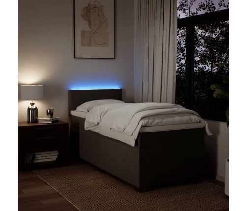 Cama box spring con colchón tela gris claro 90x200 cm
