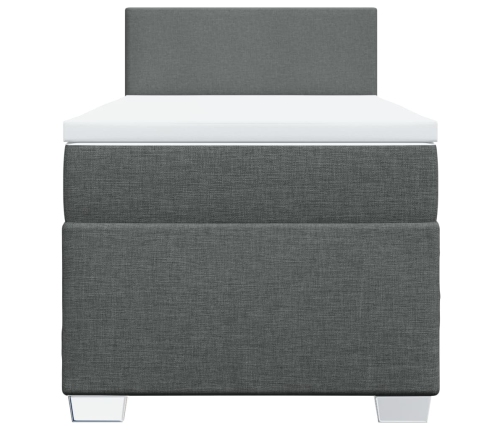 Cama box spring con colchón tela gris oscuro 90x200 cm
