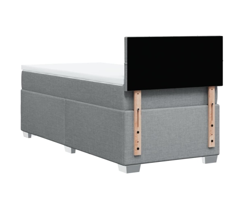 Cama box spring con colchón tela gris claro 90x200 cm