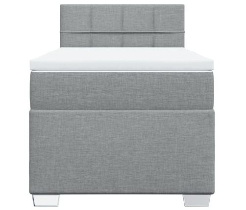 Cama box spring con colchón tela gris claro 90x200 cm