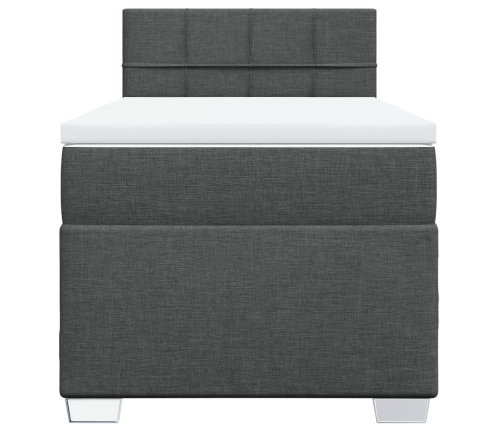 Cama box spring con colchón tela gris oscuro 90x200 cm