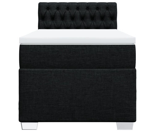 Cama box spring con colchón tela negro 90x200 cm