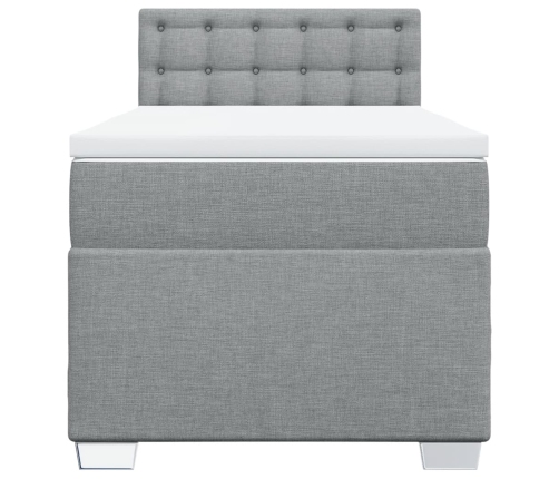 Cama box spring con colchón tela gris claro 90x200 cm