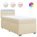 Cama box spring con colchón tela color crema 90x200 cm