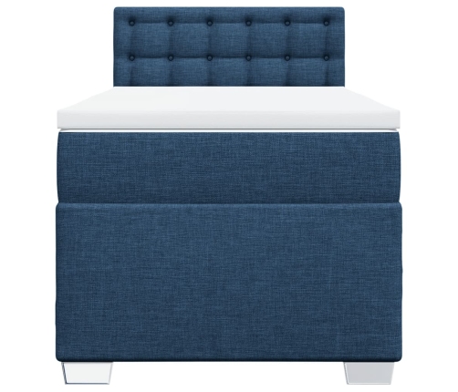 Cama box spring con colchón tela azul 90x200 cm