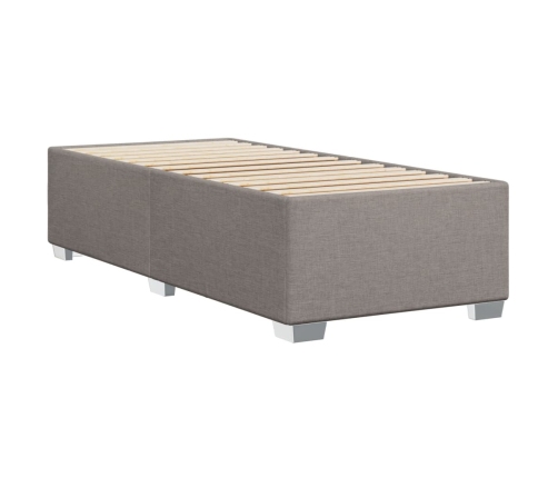 Cama box spring con colchón tela gris taupe 100x200 cm