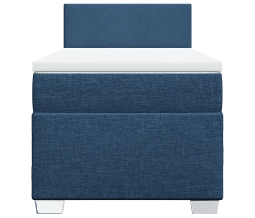 Cama box spring con colchón tela azul 100x200 cm