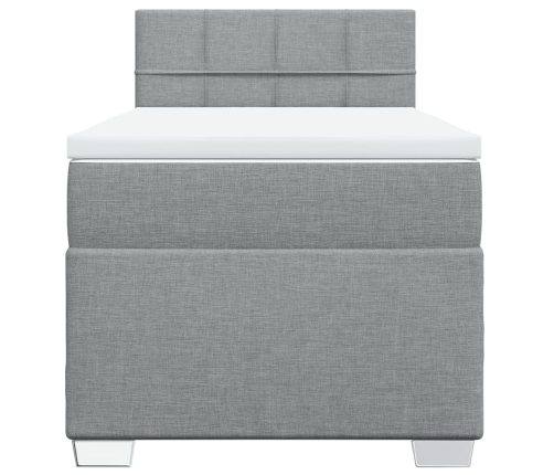 Cama box spring con colchón tela gris claro 100x200 cm