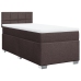 Cama box spring con colchón tela marrón oscuro 100x200 cm