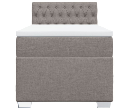 Cama box spring con colchón tela gris taupe 100x200 cm