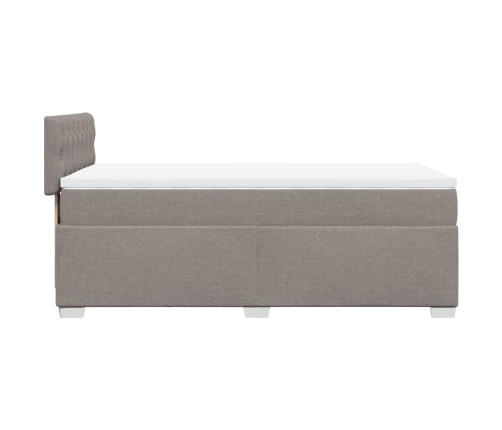 Cama box spring con colchón tela gris taupe 100x200 cm