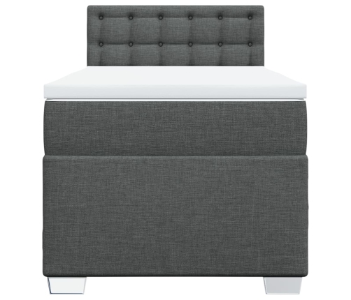 Cama box spring con colchón tela gris oscuro 100x200 cm