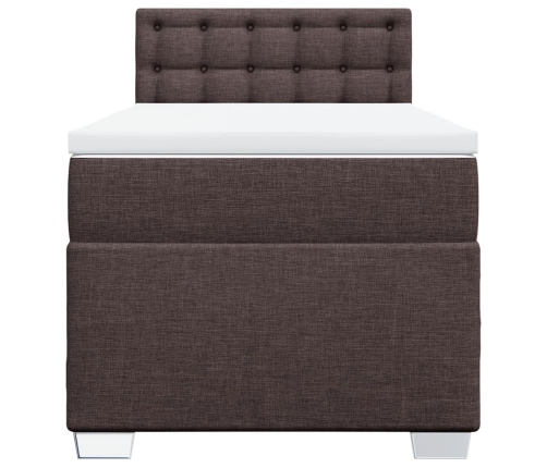 Cama box spring con colchón tela marrón oscuro 100x200 cm