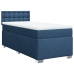 Cama box spring con colchón tela azul 100x200 cm