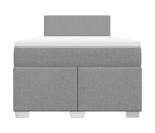 Cama box spring con colchón tela gris claro 120x190 cm