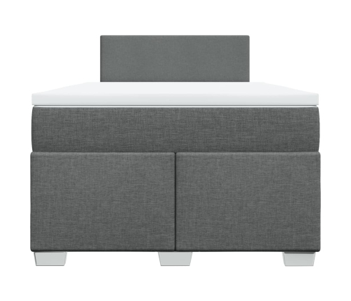 Cama box spring con colchón tela gris oscuro 120x190 cm