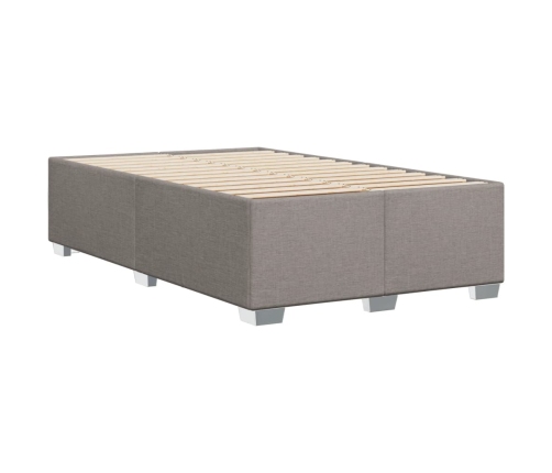 Cama box spring con colchón tela gris taupe 120x190 cm