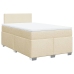 Cama box spring con colchón tela color crema 120x190 cm