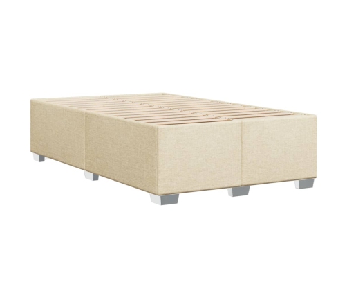 Cama box spring con colchón tela color crema 120x190 cm