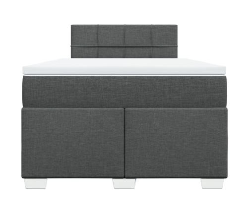 Cama box spring con colchón tela gris oscuro 120x190 cm