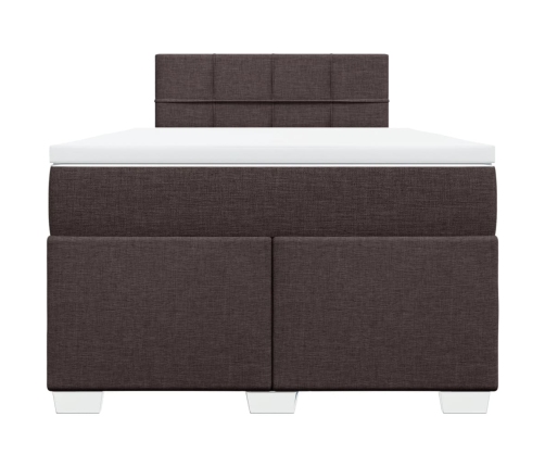 Cama box spring con colchón tela marrón oscuro 120x190 cm